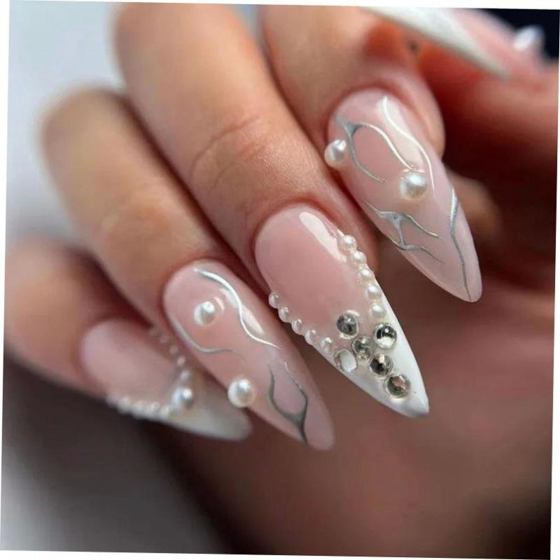 Pearl Press-On Nails – Elegant Almond Shape